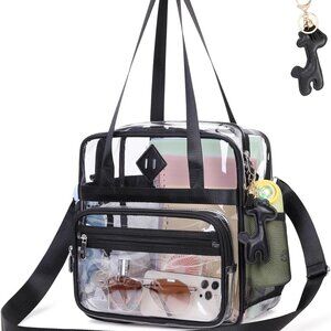 Clear Tote Bag - 12x6x12 See Through Stadium Event Bag for Women